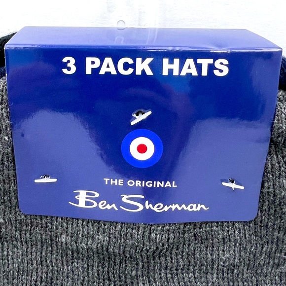 BEN SHERMAN, 3 PACK BEANIE SET, UNISEX, ONE SIZE FITS ALL, GREY, NAVY & BLACK - Picture 15 of 16
